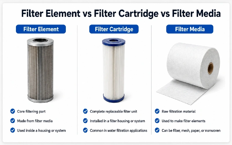 What Is a Filter Element? Filter Element vs Filter Cartridge vs Filter Media